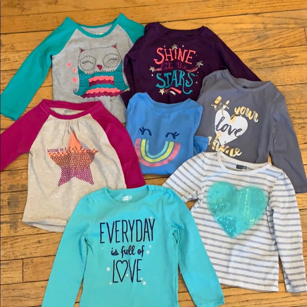 Bundle of 7 girls 2T long sleeved shirts